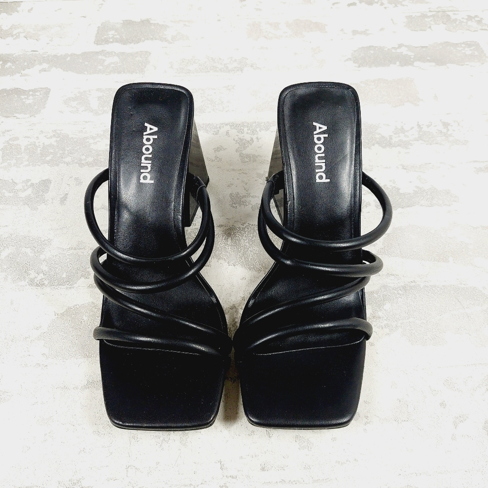New Abound Austyn Black Block Heel Square Toe Strappy Sandals V346 - Picture 10 of 11